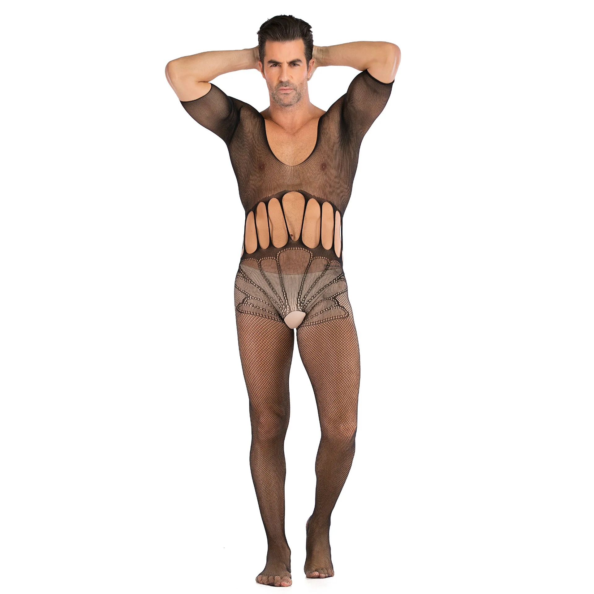 Sexy Lattice Net Stockings Open-Crotch Short-Sleeve One-Piece Net Clothes Men's Sleepwear Breathable Underwear Men's Thong
Sexy Lattice Net Stockings Open-Crotch Short-Sleeve One-Piece Net Clothes Men's Sleepwear Breathable Underwear Men's Thong