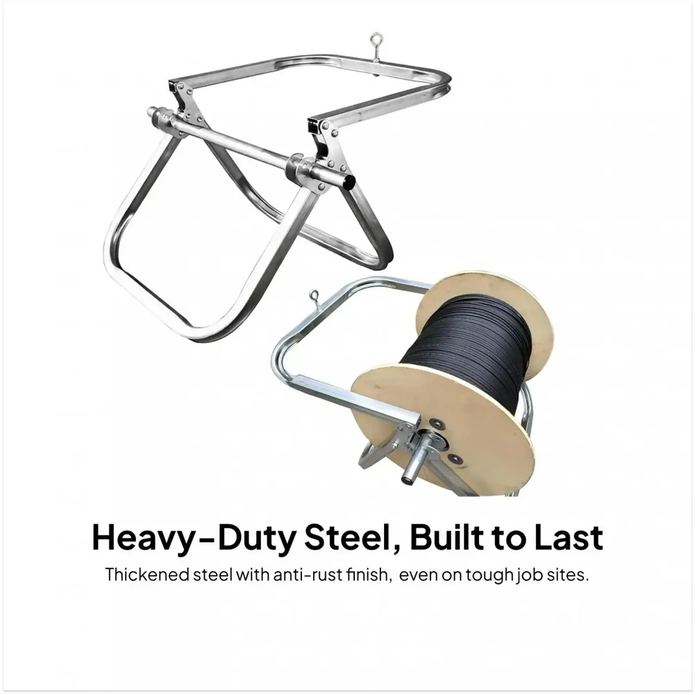 Foldable Wire Reel Holder Heavy Duty Copper Alloy Crankshaft For Fiber Optic Cable Spools Up To 40cm Diameter
Foldable Wire Reel Holder Heavy Duty Copper Alloy Crankshaft For Fiber Optic Cable Spools Up To 40cm Diameter