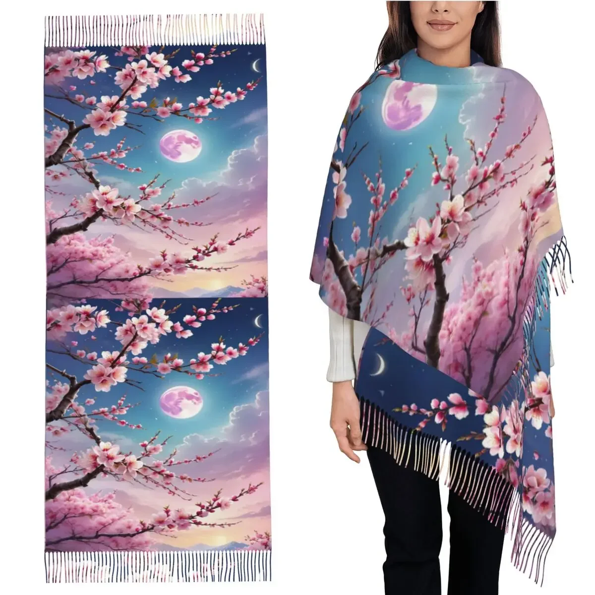 Шарф с японскими цветами сакуры и вишни, шарфы с кисточками для женщин, мягкие теплые шали и накидки, большая осенне-зимняя шаль
Шарф с японскими цветами сакуры и вишни, шарфы с кисточками для женщин, мягкие теплые шали и накидки, большая осенне-зимняя шаль