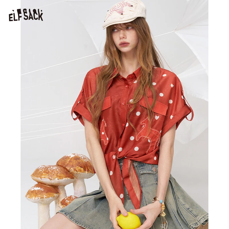 ELFSACK Cute Polka Dot Shirt with Horse Print, Vintage Red Short-Sleeve Blouse with Button Down, Kawaii Summer Top
ELFSACK Cute Polka Dot Shirt with Horse Print, Vintage Red Short-Sleeve Blouse with Button Down, Kawaii Summer Top