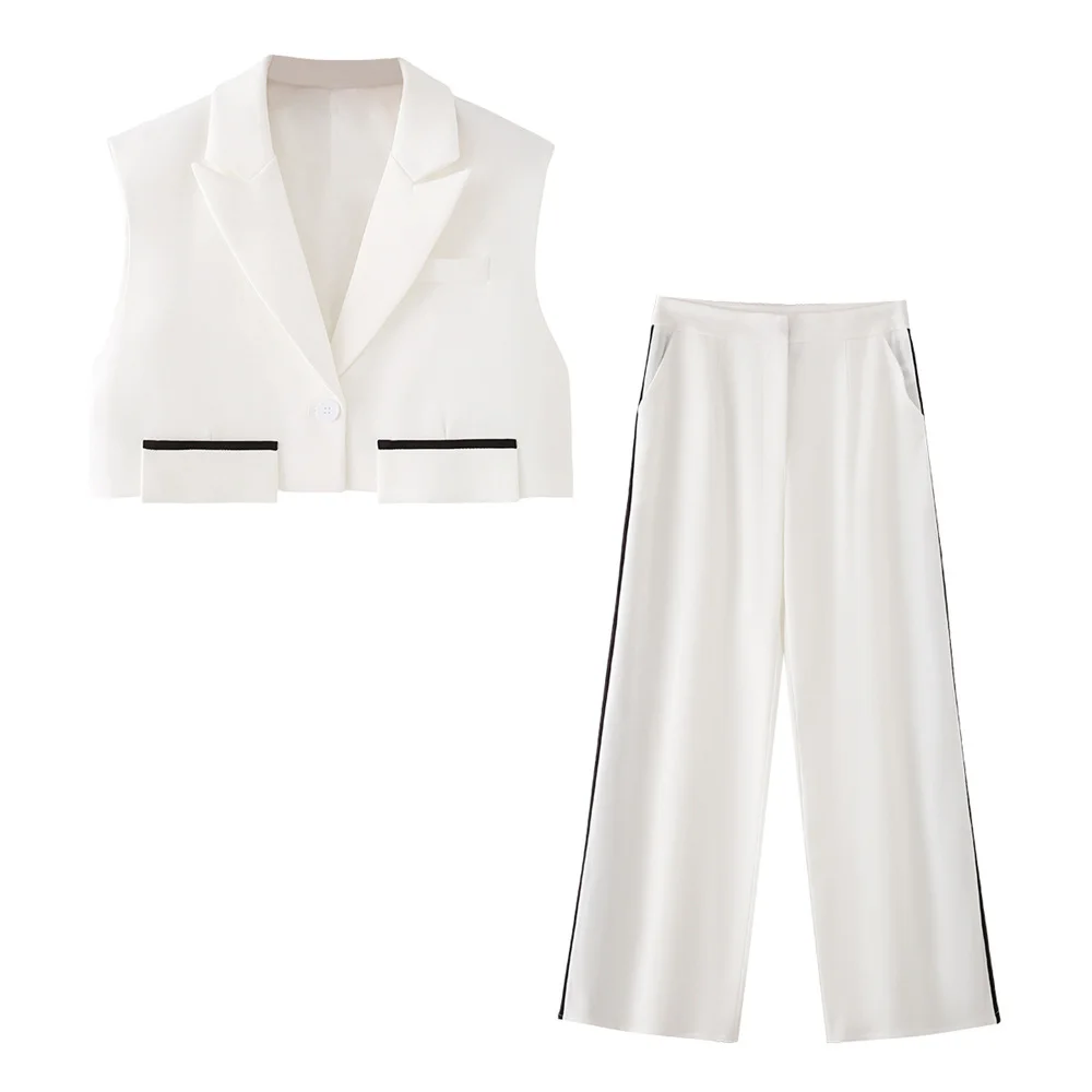 Женский универсальный черно-белый цветной жилет без рукавов, новые повседневные брюки со средней талией
Женский универсальный черно-белый цветной жилет без рукавов, новые повседневные брюки со средней талией