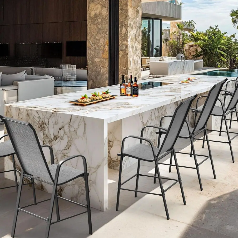Outdoor Bar Chairs Set of 8 Stackable Outdoor Bar Stools with Sturdy Sling High Back and Armrests for Lawn, Courtyard, Garden,
Outdoor Bar Chairs Set of 8 Stackable Outdoor Bar Stools with Sturdy Sling High Back and Armrests for Lawn, Courtyard, Garden,