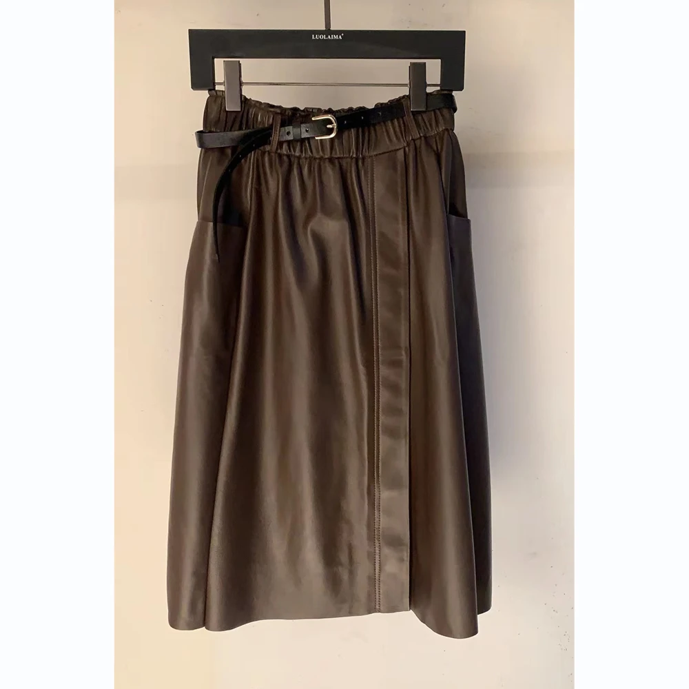 2023 Women Sheepskin Leather Skirt Autumn Spring Genuine Leather A Line Female Skirts
2023 Women Sheepskin Leather Skirt Autumn Spring Genuine Leather A Line Female Skirts