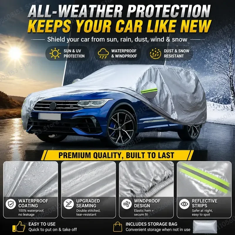 For VW Volkswagen Tiguan SUV Car Cover Outdoor All Weather Protection UV Resistant Snow Rain Windproof Dust Proof Breathable
For VW Volkswagen Tiguan SUV Car Cover Outdoor All Weather Protection UV Resistant Snow Rain Windproof Dust Proof Breathable