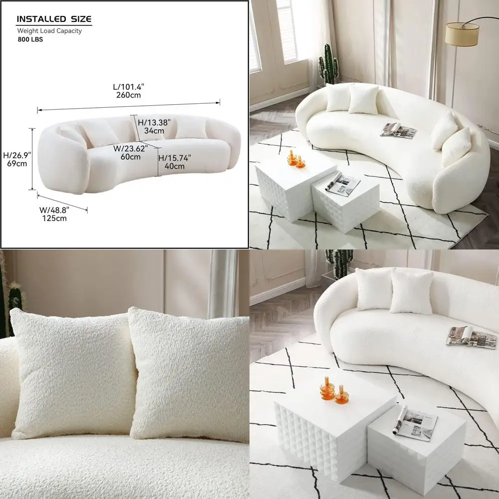 Изогнутый секционный диван в форме облака с 4 бежевыми подушками для гостиной
Изогнутый секционный диван в форме облака с 4 бежевыми подушками для гостиной