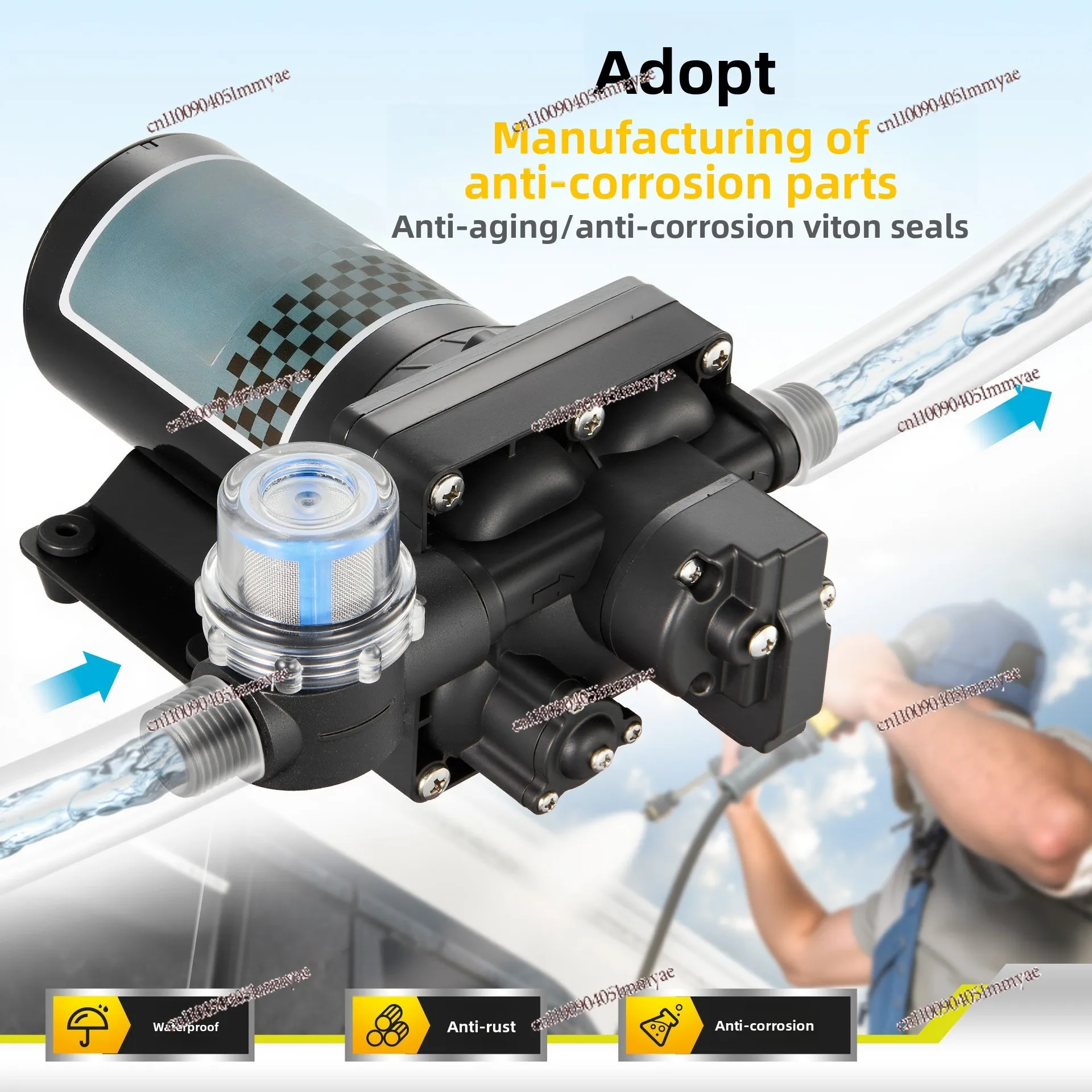 12V Micro DC Four Cavity Diaphragm Water Pump Low Noise RV Yacht Water Pressure Booster Pump
12V Micro DC Four Cavity Diaphragm Water Pump Low Noise RV Yacht Water Pressure Booster Pump