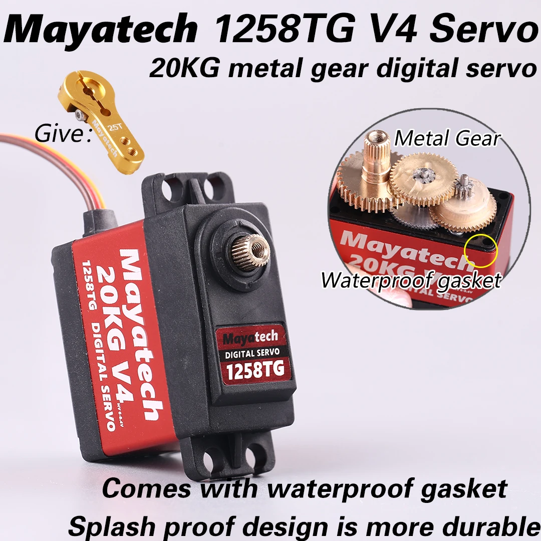 Сервопривод с металлическими зубьями и высоким крутящим моментом Mayatech 1258TG V4, 20 кг, цифровая высоковольтная модель самолета FPV
Сервопривод с металлическими зубьями и высоким крутящим моментом Mayatech 1258TG V4, 20 кг, цифровая высоковольтная модель самолета FPV
