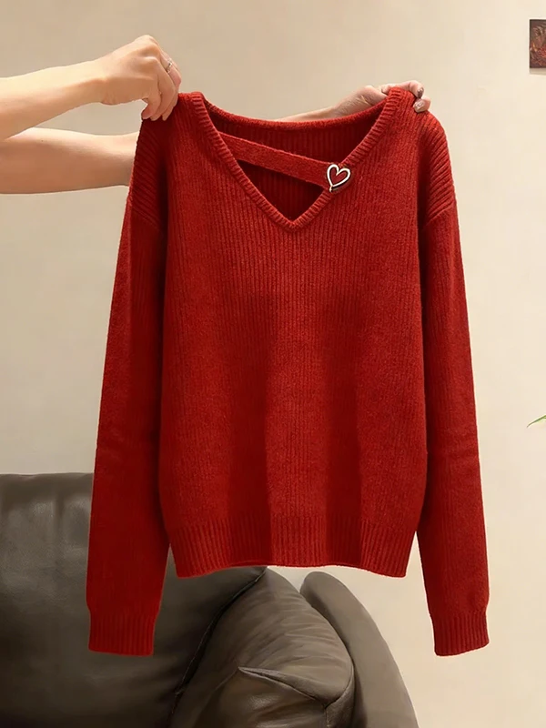 Red Knitted Sweater Sequin Skirt Two-Piece Set Women's Fashion Winter Outfit Korean Style Loose Fit V-Neck Long Sleeve
Red Knitted Sweater Sequin Skirt Two-Piece Set Women's Fashion Winter Outfit Korean Style Loose Fit V-Neck Long Sleeve