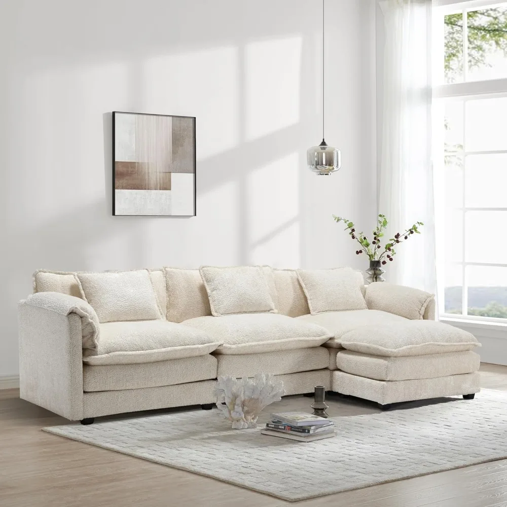 Modern 112" L Shaped Sectional Sofa Cloud Couch,Chenille Comfy Boucle Modular Sleeper Sofa, Upholstery Sofa with Ottoman & Memor
Modern 112" L Shaped Sectional Sofa Cloud Couch,Chenille Comfy Boucle Modular Sleeper Sofa, Upholstery Sofa with Ottoman & Memor