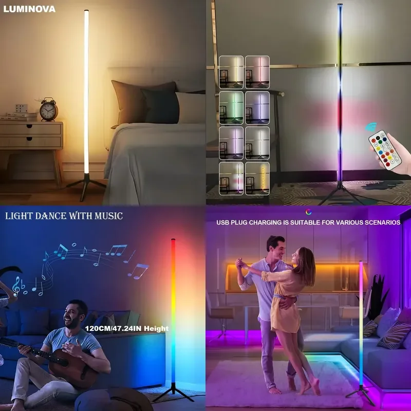 APP Control Smart Corner Floor Lamp Standing Light for Living Room Work With Remote Music Sync 16 Million Color Change 120CM
APP Control Smart Corner Floor Lamp Standing Light for Living Room Work With Remote Music Sync 16 Million Color Change 120CM