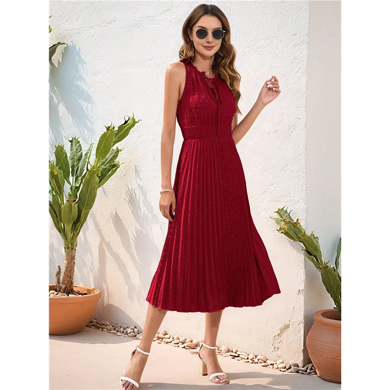 Women's Midi Summer Dresses Casual V Neck Dot Ruffle Sleeveless A Line Beach Sun Dress
Women's Midi Summer Dresses Casual V Neck Dot Ruffle Sleeveless A Line Beach Sun Dress