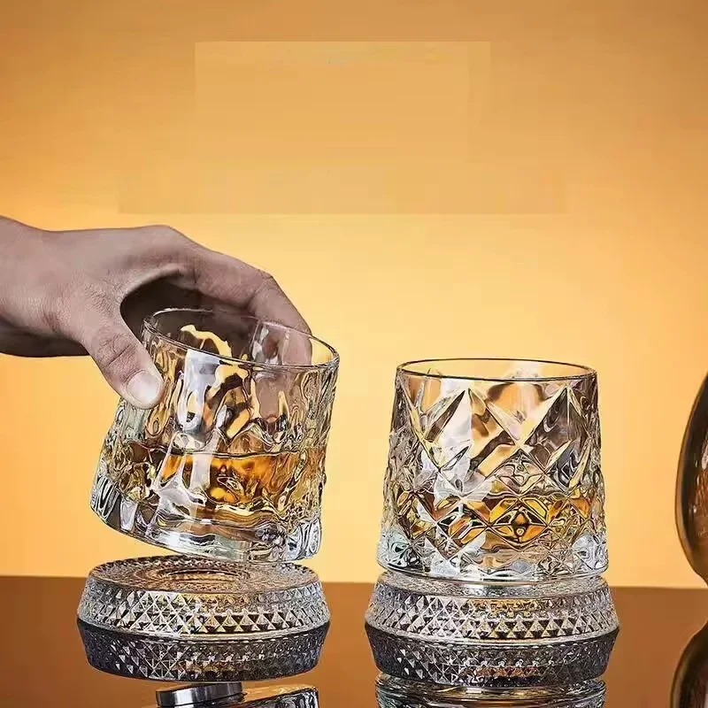 Whiskey Glasses Rotating Whisky Glass Base 360 Rotate Degrees Crystal Rum Glass for Cocktail Party Drinking Glass
Whiskey Glasses Rotating Whisky Glass Base 360 Rotate Degrees Crystal Rum Glass for Cocktail Party Drinking Glass