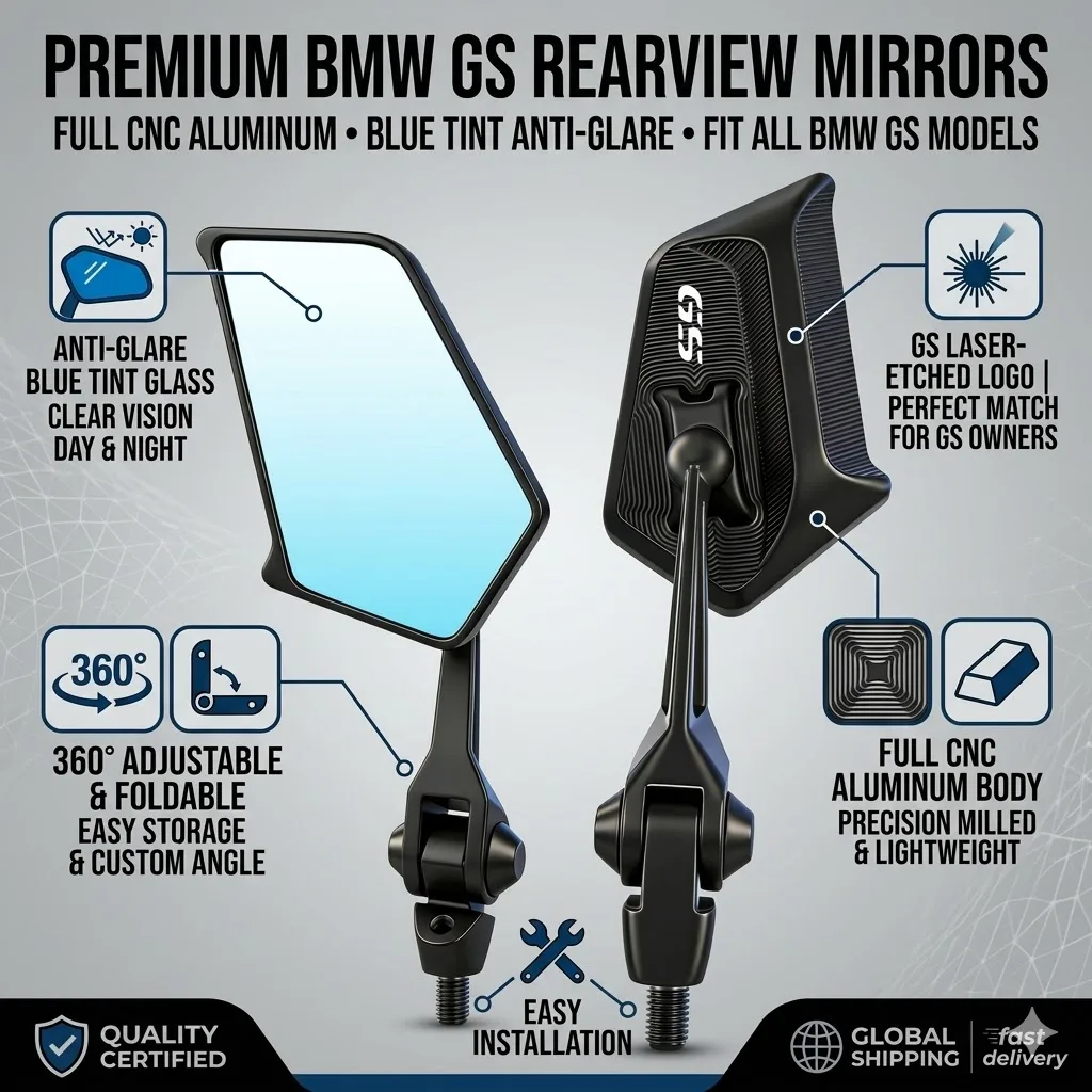 Universal CNC All-Aluminum Motorcycle Mirrors Adjustable Folding Side Mirror For BMW R 1200 1250GS F700 800 GS G310GS 2018 2019
Universal CNC All-Aluminum Motorcycle Mirrors Adjustable Folding Side Mirror For BMW R 1200 1250GS F700 800 GS G310GS 2018 2019