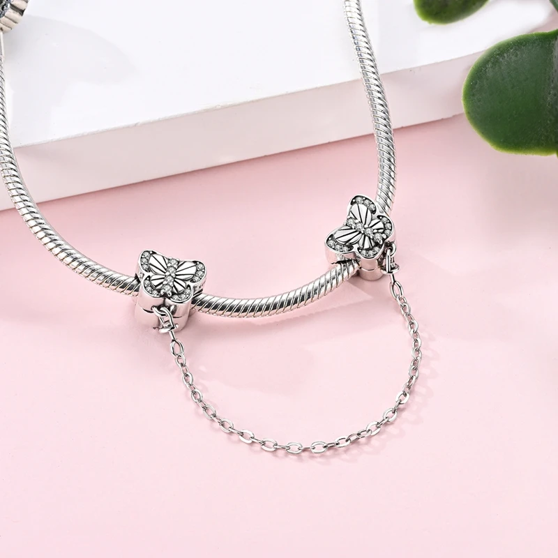 New 925 Sterling Silver Butterfly Safety Chain For Women Fit Original Bangle Bracelet Jewelry Birthday Anniversary Gift
New 925 Sterling Silver Butterfly Safety Chain For Women Fit Original Bangle Bracelet Jewelry Birthday Anniversary Gift