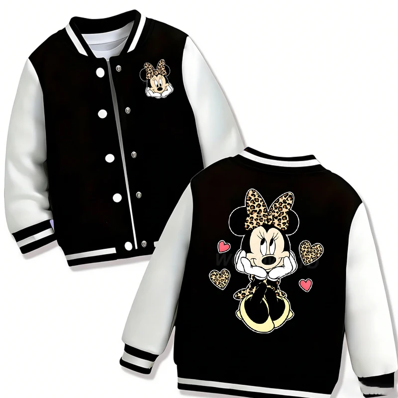 Children's New Baseball Jacket Vintage Leopard Print Minnie Mouse Boys Girls Coat Versatile Spring Autumn Casual Minnie Jackets
Children's New Baseball Jacket Vintage Leopard Print Minnie Mouse Boys Girls Coat Versatile Spring Autumn Casual Minnie Jackets