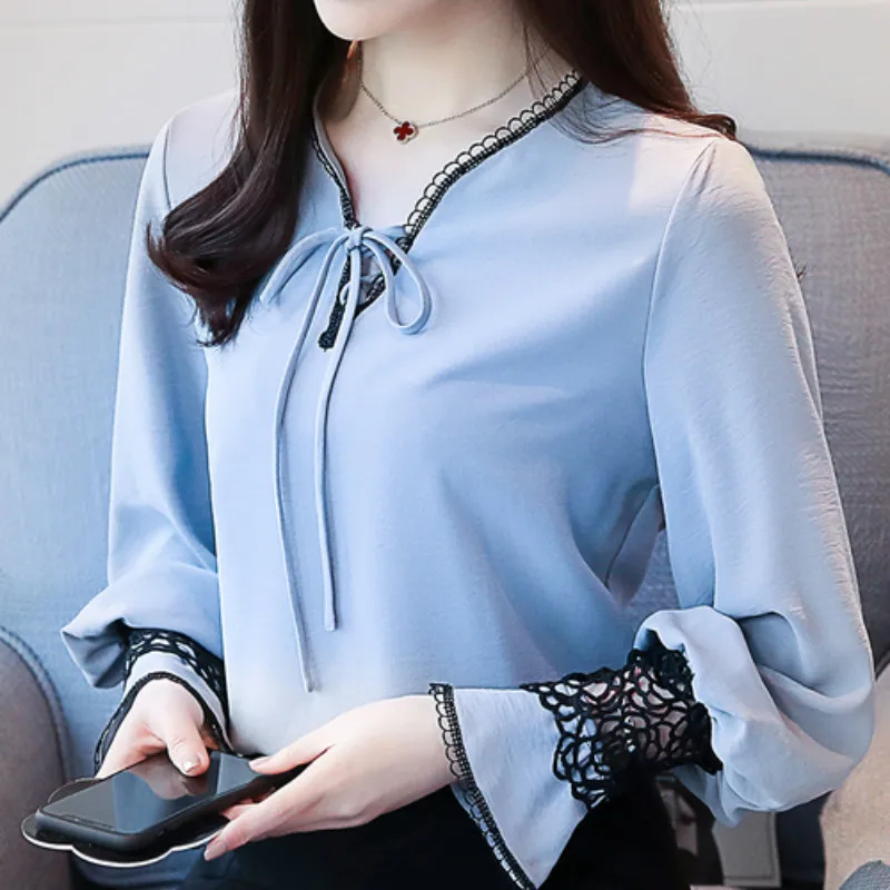 New women tops fashion long sleeved blouses lace casual office women Blouse chiffon shirts female blouses S-XXL
New women tops fashion long sleeved blouses lace casual office women Blouse chiffon shirts female blouses S-XXL