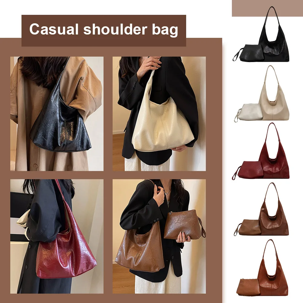Women Leather Shoulder Bag Fashion Soft Underarm Bag Versatile 2pcs Shoulder Bag and Handbag Set Satchel Hobo Bag Shopping Bag
Women Leather Shoulder Bag Fashion Soft Underarm Bag Versatile 2pcs Shoulder Bag and Handbag Set Satchel Hobo Bag Shopping Bag
