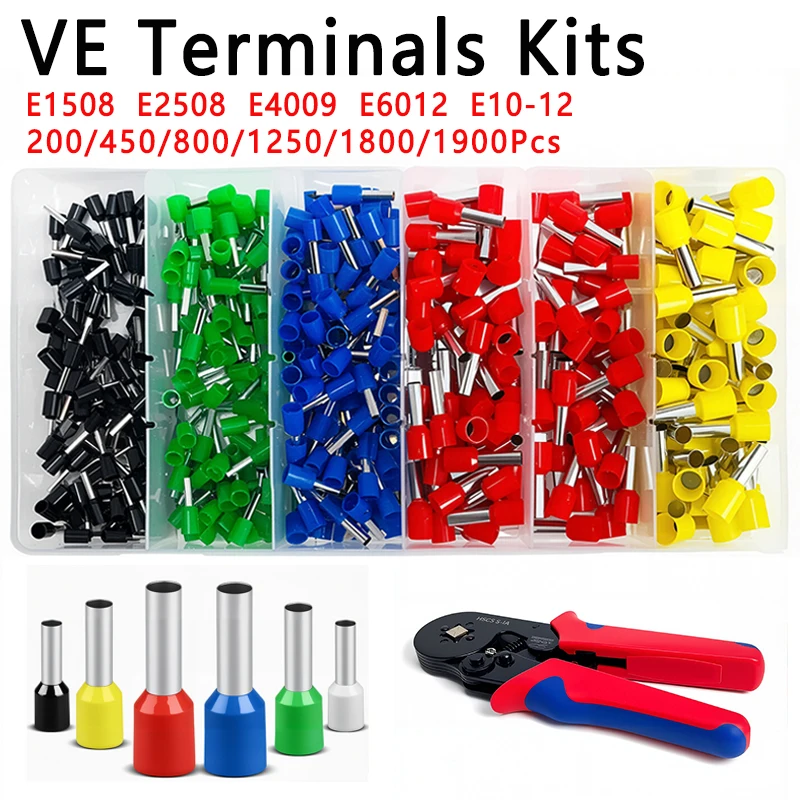 200/450/800/1250/1800/1900Pcs Sturdy Cold Pressed Insulated Wire Connect Crimp Terminals Electrical Tube Insulated E0508 E1508
200/450/800/1250/1800/1900Pcs Sturdy Cold Pressed Insulated Wire Connect Crimp Terminals Electrical Tube Insulated E0508 E1508
