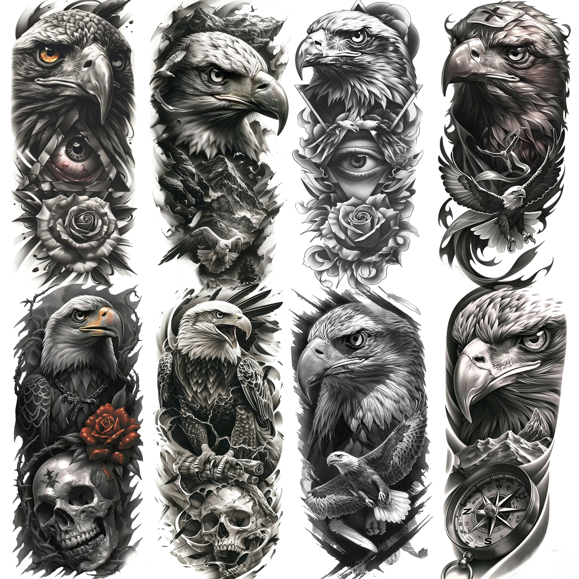 1 Sheet Cool Eagle With Skull Rose Temporary Tattoos For Men Women Waterproof Realistic Fake Tattoos Long Lasting Body Sticker
1 Sheet Cool Eagle With Skull Rose Temporary Tattoos For Men Women Waterproof Realistic Fake Tattoos Long Lasting Body Sticker