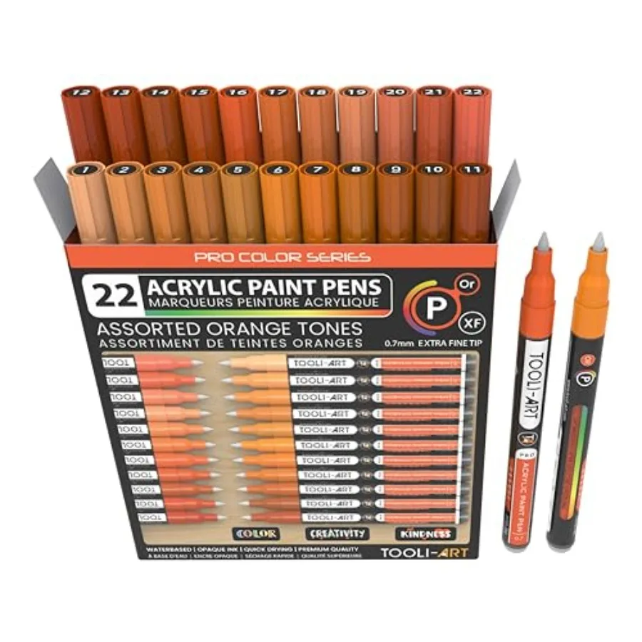 Acrylic Paint Pens 22 Orange Tones Assorted Pro Color Series Markers Set 0.7mm Extra Fine Tip for Rock Painting, Glass, Mugs, W
Acrylic Paint Pens 22 Orange Tones Assorted Pro Color Series Markers Set 0.7mm Extra Fine Tip for Rock Painting, Glass, Mugs, W
