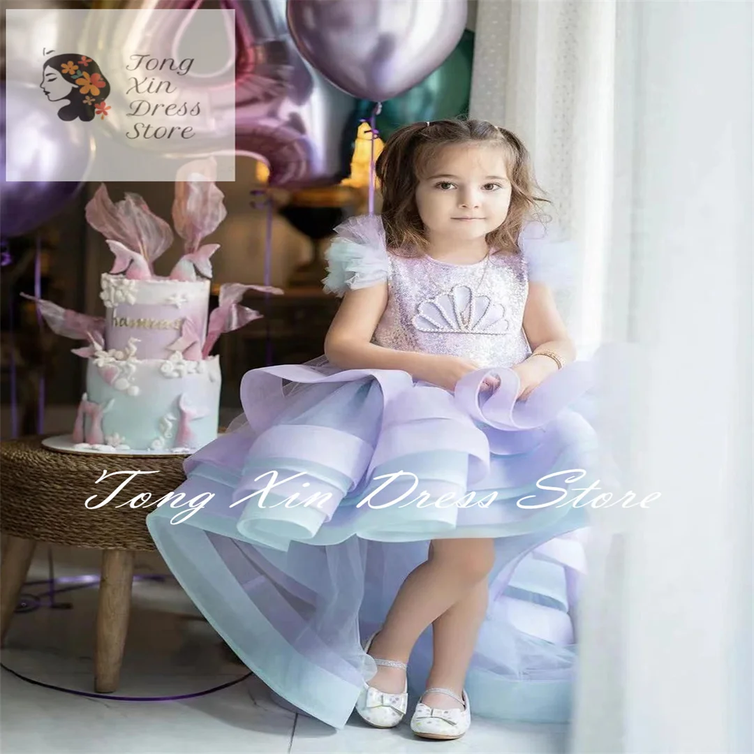 Blue and Purple Layered Flower Girl Dress For Wedding Pearls Sequins Ruffles Mermaid Kids Birthday Party First Communion Gowns
Blue and Purple Layered Flower Girl Dress For Wedding Pearls Sequins Ruffles Mermaid Kids Birthday Party First Communion Gowns