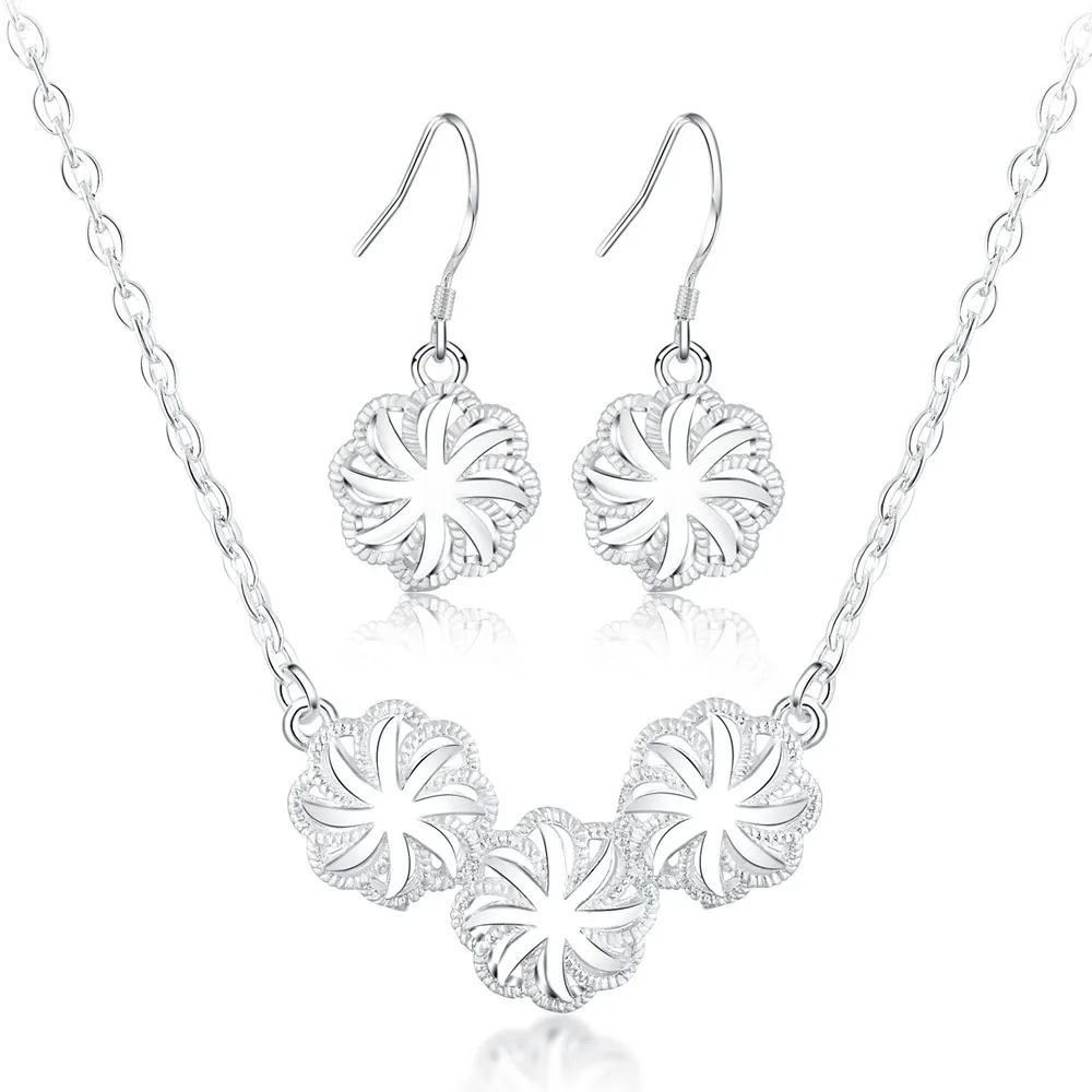 Hot New 925 Sterling Silver Beautiful Flowers Necklace Earrings Jewelry Sets for Women Fashion Wedding Party Gift Jewelry
Hot New 925 Sterling Silver Beautiful Flowers Necklace Earrings Jewelry Sets for Women Fashion Wedding Party Gift Jewelry