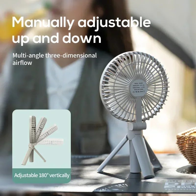 Portable Handheld Fan USB Rechargeable 4 Speed Wind Camping Tripod Fan 180 ° Adjustable for Outdoor Desktop Use/Tent Ceiling
Portable Handheld Fan USB Rechargeable 4 Speed Wind Camping Tripod Fan 180 ° Adjustable for Outdoor Desktop Use/Tent Ceiling