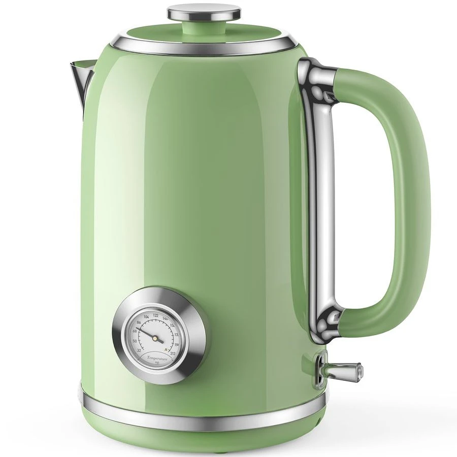 Kettle 1.8L with Temperature Gauge, 1500W Fast Boiling Electric Tea Kettle, 100 Stainless Steel RetroStyle Hot Water Kettle Elec
Kettle 1.8L with Temperature Gauge, 1500W Fast Boiling Electric Tea Kettle, 100 Stainless Steel RetroStyle Hot Water Kettle Elec