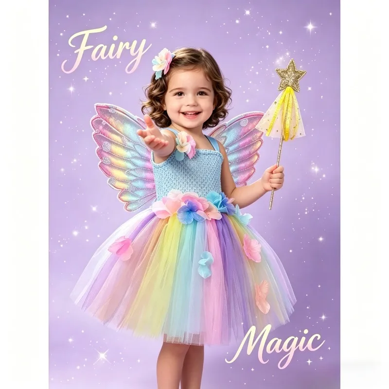 Floral Elf Fairy Tulle Tutu Dress Set Iridescent Wings Magic Wand Holiday Birthday Carnival Stage Performance Cosplay Outfit
Floral Elf Fairy Tulle Tutu Dress Set Iridescent Wings Magic Wand Holiday Birthday Carnival Stage Performance Cosplay Outfit