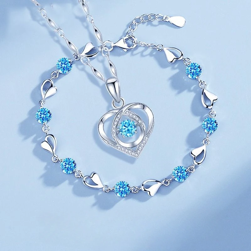 925 Sterling Silver Heart Shaped Necklace Bracelet Set for Women Vintage Korean Crystal Bracelets High Quality Set Party Jewelry
925 Sterling Silver Heart Shaped Necklace Bracelet Set for Women Vintage Korean Crystal Bracelets High Quality Set Party Jewelry