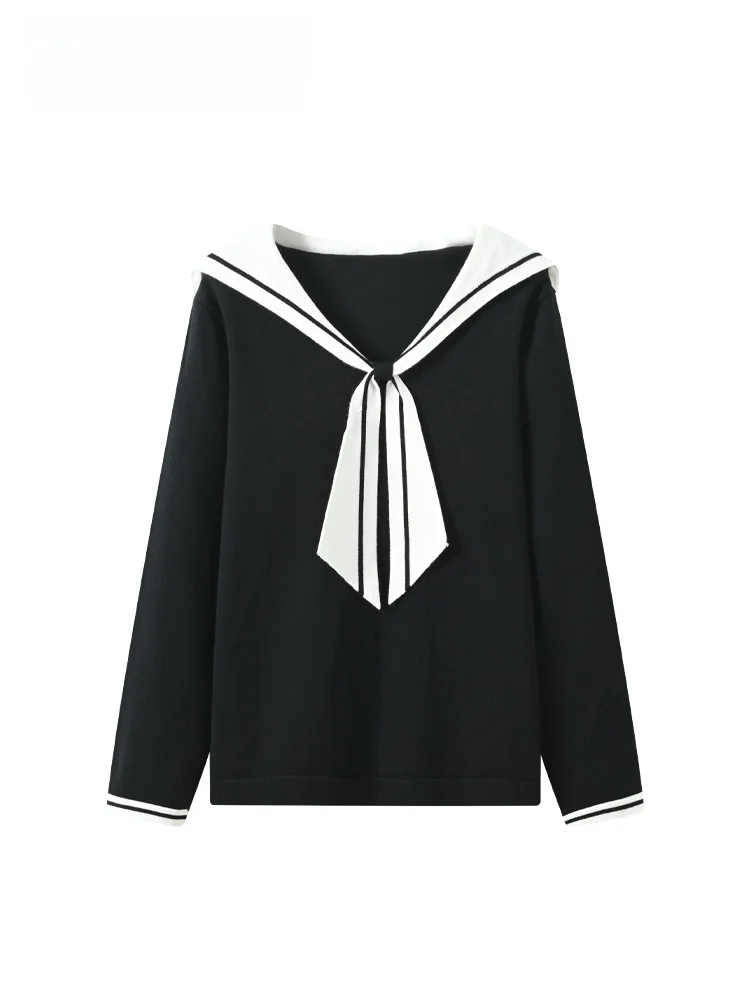 Loose Fit Long Sve Knitwear Navy Collar Women's plus Size Spring Applicable Versatile Design Casual Sle Korean Faion
Loose Fit Long Sve Knitwear Navy Collar Women's plus Size Spring Applicable Versatile Design Casual Sle Korean Faion