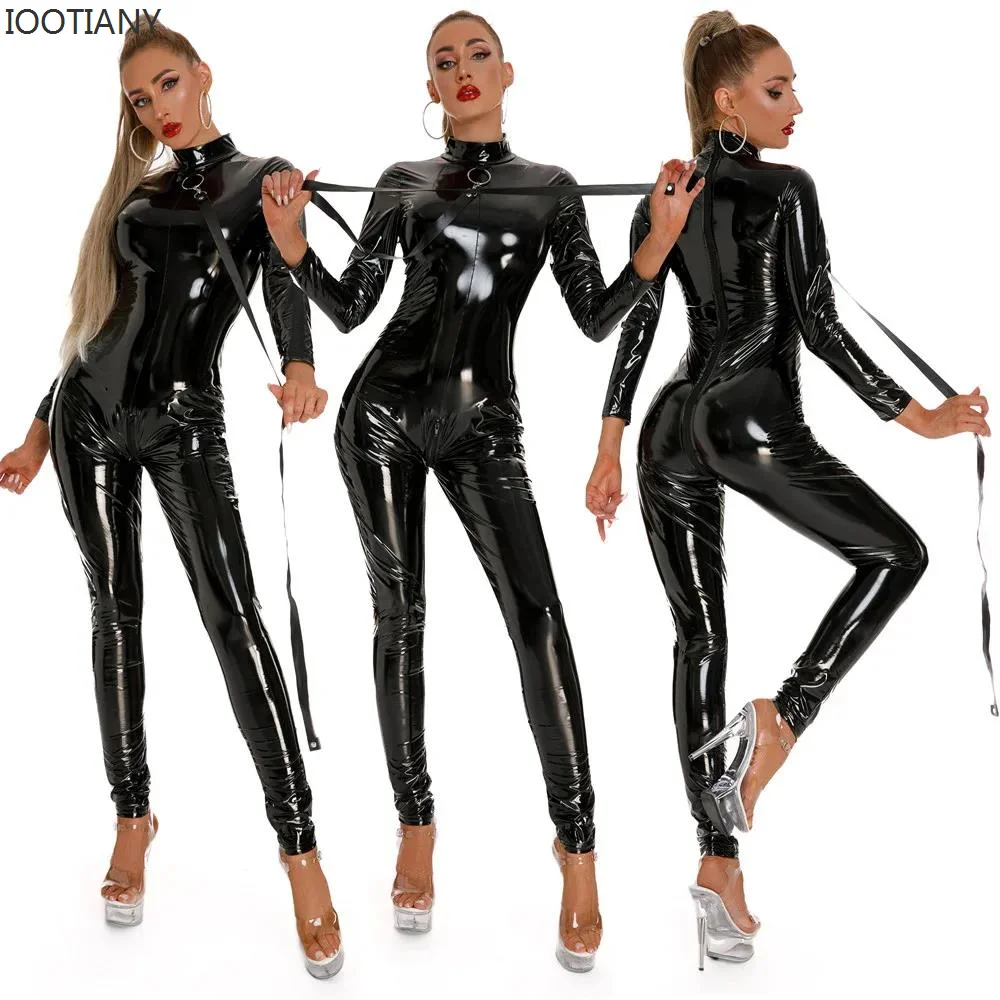 Sexy Lady Wet Look Shiny Faux Leather Catsuit Long Sleeve PVC Latex Bodysuit Erotic Zip Open Crotch Jumpsuits Clubwear Overalls
Sexy Lady Wet Look Shiny Faux Leather Catsuit Long Sleeve PVC Latex Bodysuit Erotic Zip Open Crotch Jumpsuits Clubwear Overalls