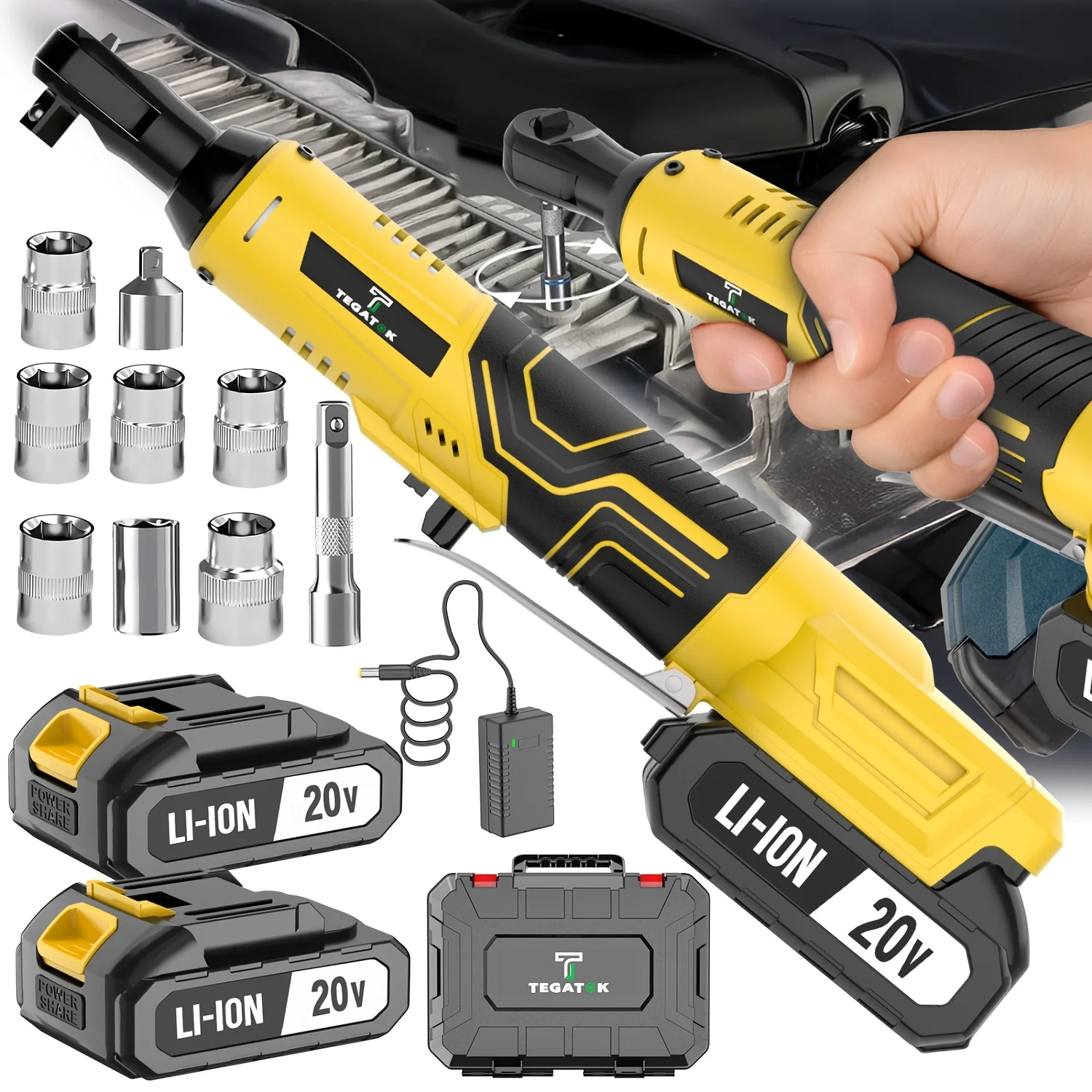 12V|20V Cordless Ratchet Wrench Set, High Power Drive Electric Ratchet Wrench Kit, Rechargeable Variable-Speed Ratchet Wrench, LED Light, Equipped with 1 Or 2 Battery & Sockets, Suitable for Home Maintenance and Car Repair, Men's Gift, Best Gift
12V|20V Cordless Ratchet Wrench Set, High Power Drive Electric Ratchet Wrench Kit, Rechargeable Variable-Speed Ratchet Wrench, LED Light, Equipped with 1 Or 2 Battery & Sockets, Suitable for Home Maintenance and Car Repair, Men's Gift, Best Gift