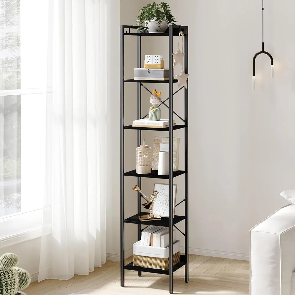 Book Shelf, Industrial Bookcase with 2 Hooks, Coner Shelf Storage Organizer for Home Office, Living Room, Bedroom
Book Shelf, Industrial Bookcase with 2 Hooks, Coner Shelf Storage Organizer for Home Office, Living Room, Bedroom
