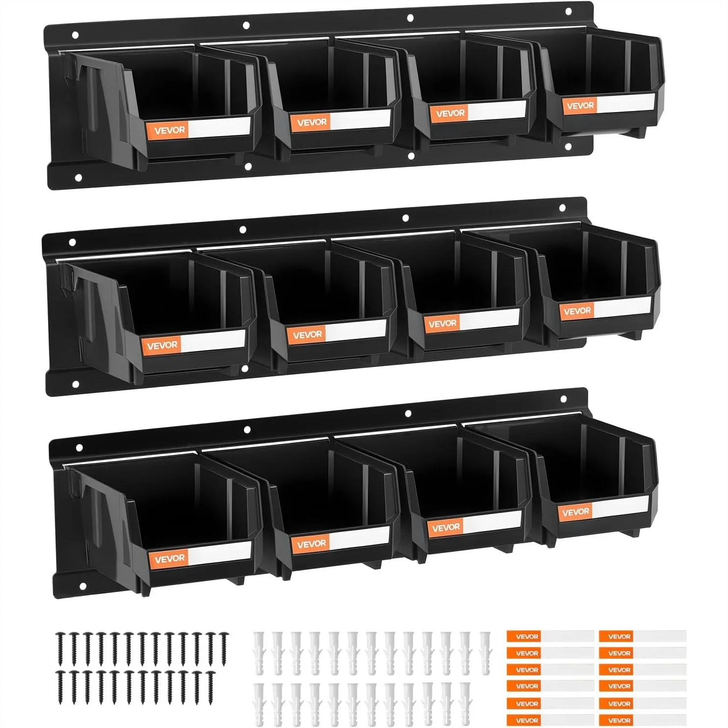 Wall Mounted Storage Bins with 12 Plastic Bins & 3 Metal Rails, Stackable Hardware Organizer for Screws, Nuts, Bolts, Nails
Wall Mounted Storage Bins with 12 Plastic Bins & 3 Metal Rails, Stackable Hardware Organizer for Screws, Nuts, Bolts, Nails