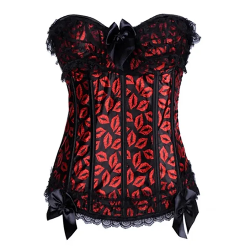 Red Lips Printed Lace Overbust Corselet Sexy Bustiers and Cosets Lingerie Top for Women Lace up Gothic Brocade Vintage Clubwear
Red Lips Printed Lace Overbust Corselet Sexy Bustiers and Cosets Lingerie Top for Women Lace up Gothic Brocade Vintage Clubwear