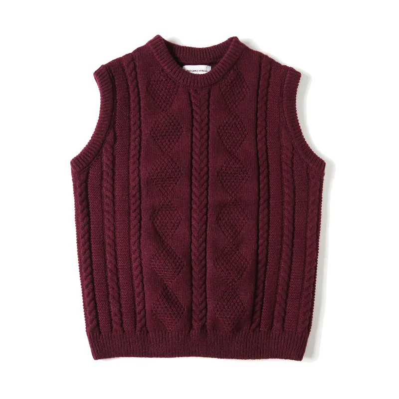 Japanese Retro Amekaji Jacquard Crew Neck Sweater Vest Unisex Loose Fit Chunky Cable Knit Streetwear Style for Men
Japanese Retro Amekaji Jacquard Crew Neck Sweater Vest Unisex Loose Fit Chunky Cable Knit Streetwear Style for Men