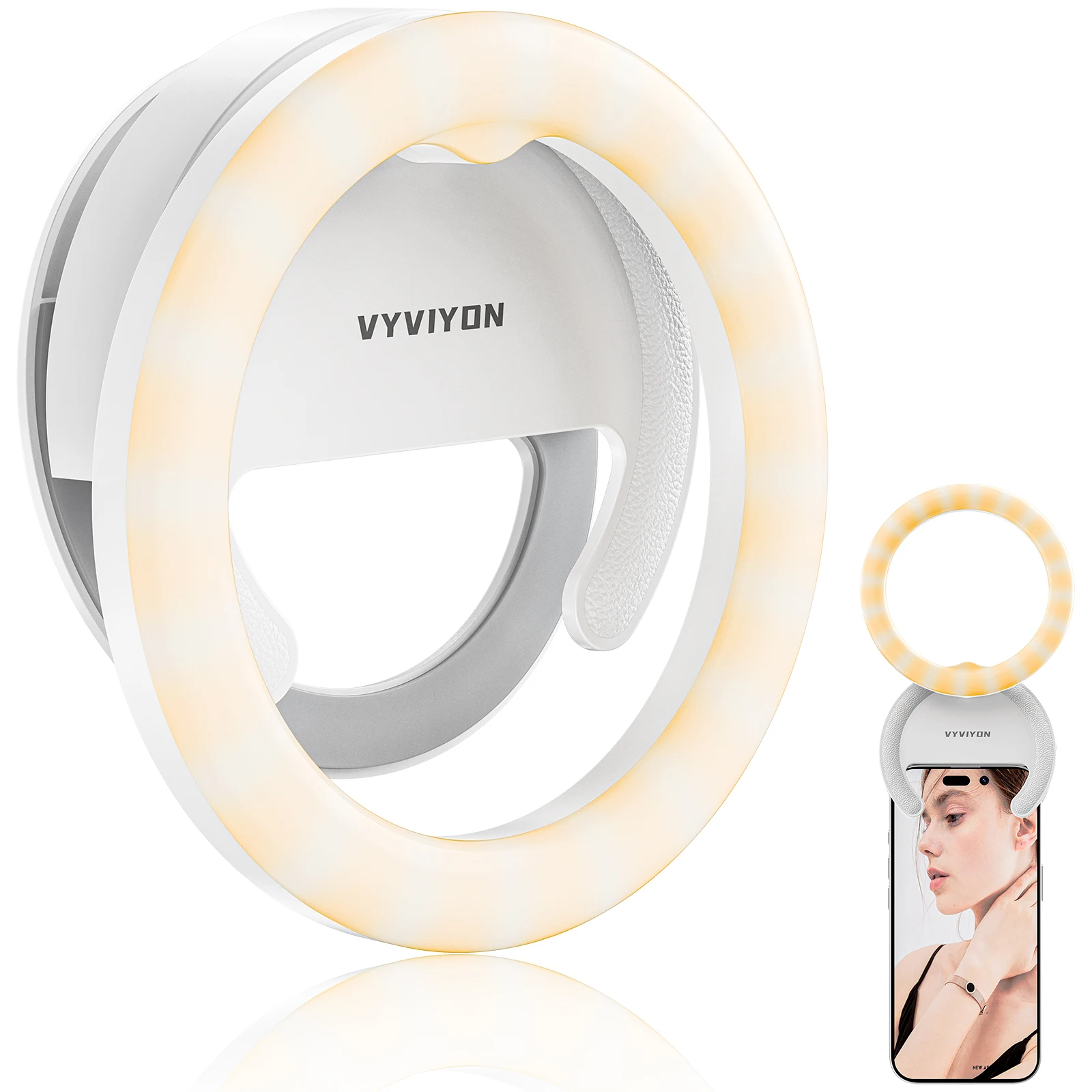 Rotatable Selfie Ring Light for Phone Clip-on Ring Light for Photo and Video 3 Color Temperatures Rechargeable LED Fill Light
Rotatable Selfie Ring Light for Phone Clip-on Ring Light for Photo and Video 3 Color Temperatures Rechargeable LED Fill Light