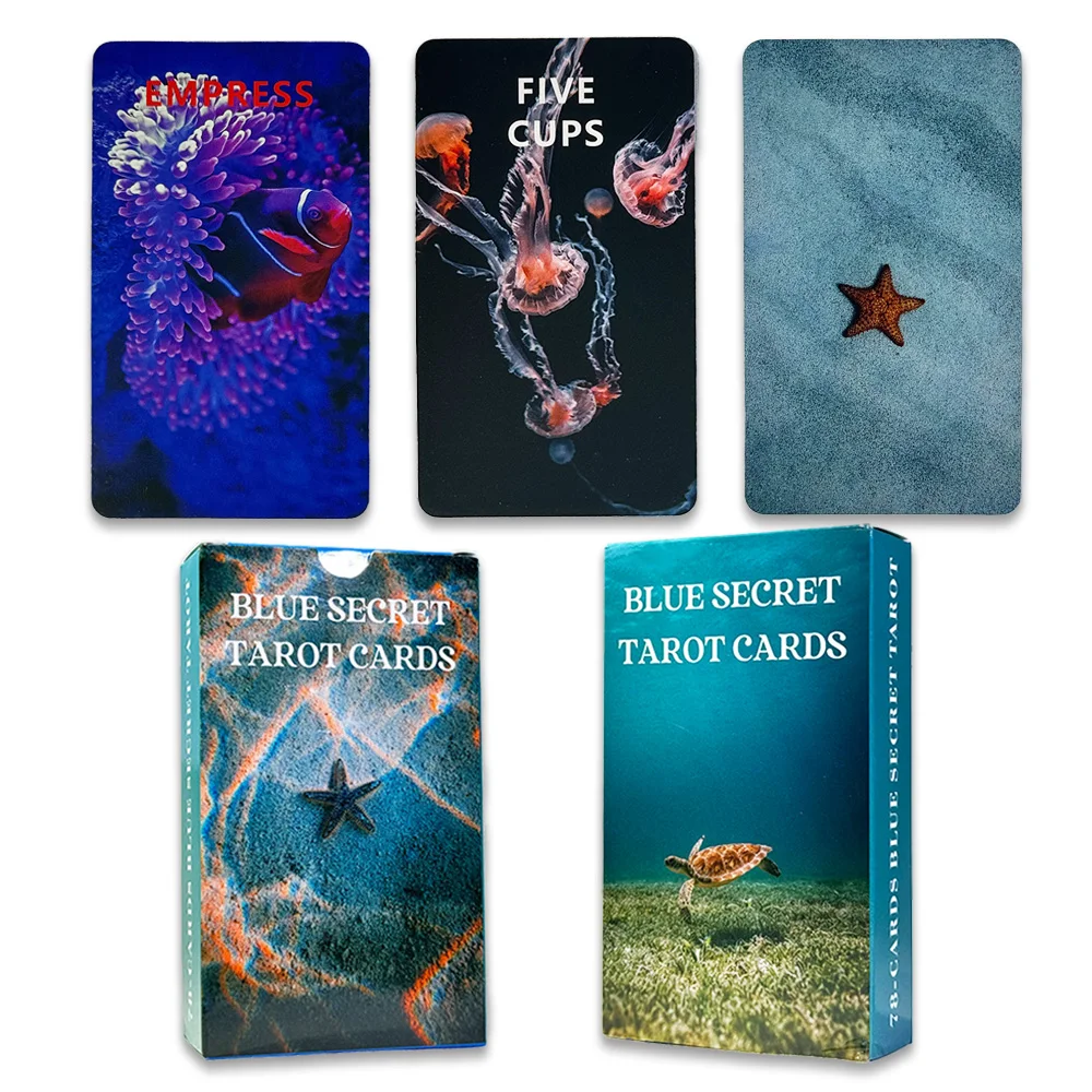 78Pcs Blue Secret Tarot Cards Deck Ocean Sea Life Oracle Card for Beginners Mysterious Jellyfish Divination Board Game
78Pcs Blue Secret Tarot Cards Deck Ocean Sea Life Oracle Card for Beginners Mysterious Jellyfish Divination Board Game