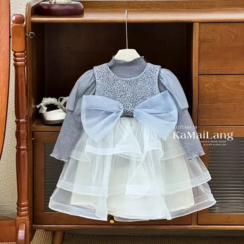 Girls' dress autumn new style western-style baby long sleeved cake skirt bow children's fluffy princess dress
Girls' dress autumn new style western-style baby long sleeved cake skirt bow children's fluffy princess dress