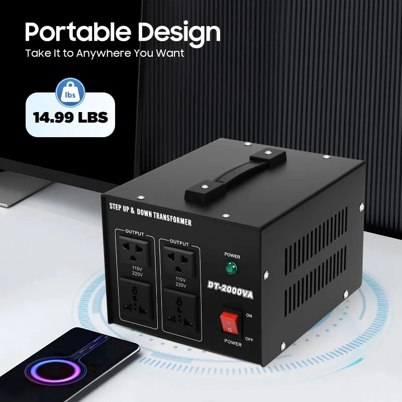 【Professional Grade】TX 2000W Voltage Converter Transformer Power Converter Heavy Duty Step Up/Down Transformer 110V to 220V / 22
【Professional Grade】TX 2000W Voltage Converter Transformer Power Converter Heavy Duty Step Up/Down Transformer 110V to 220V / 22
