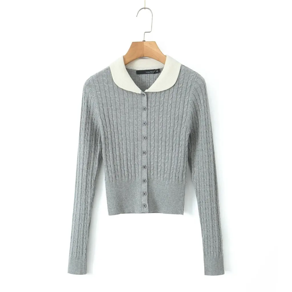 Women's Age-Reducing Doll Lapel Long-Sleeved Knitted Sweater Slimming Top American Style Spice Girl Twist Woven Autumn
Women's Age-Reducing Doll Lapel Long-Sleeved Knitted Sweater Slimming Top American Style Spice Girl Twist Woven Autumn
