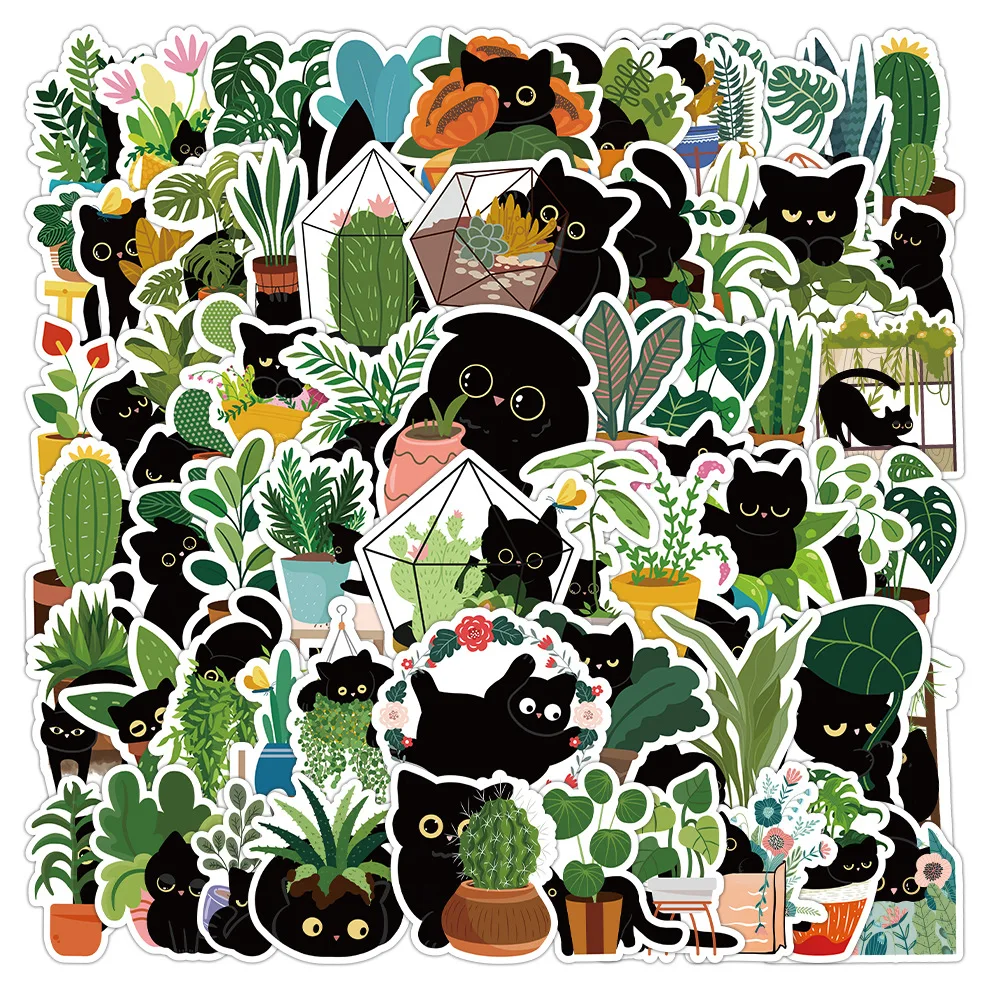 10/60PCS Black Cat Cartoon Stickers Cute Cats and Plants Graffit Sticker Potted Plants DIY Toy Luggage Laptop Phone Guitar Bike
10/60PCS Black Cat Cartoon Stickers Cute Cats and Plants Graffit Sticker Potted Plants DIY Toy Luggage Laptop Phone Guitar Bike