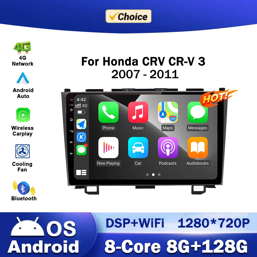 for Honda CRV CR-V 3 2007 - 2011 IPS 1280*720 Screen Car Video Multimedia Stereo Player GPS Navigation Wireless Carplay DSP WiFi
for Honda CRV CR-V 3 2007 - 2011 IPS 1280*720 Screen Car Video Multimedia Stereo Player GPS Navigation Wireless Carplay DSP WiFi