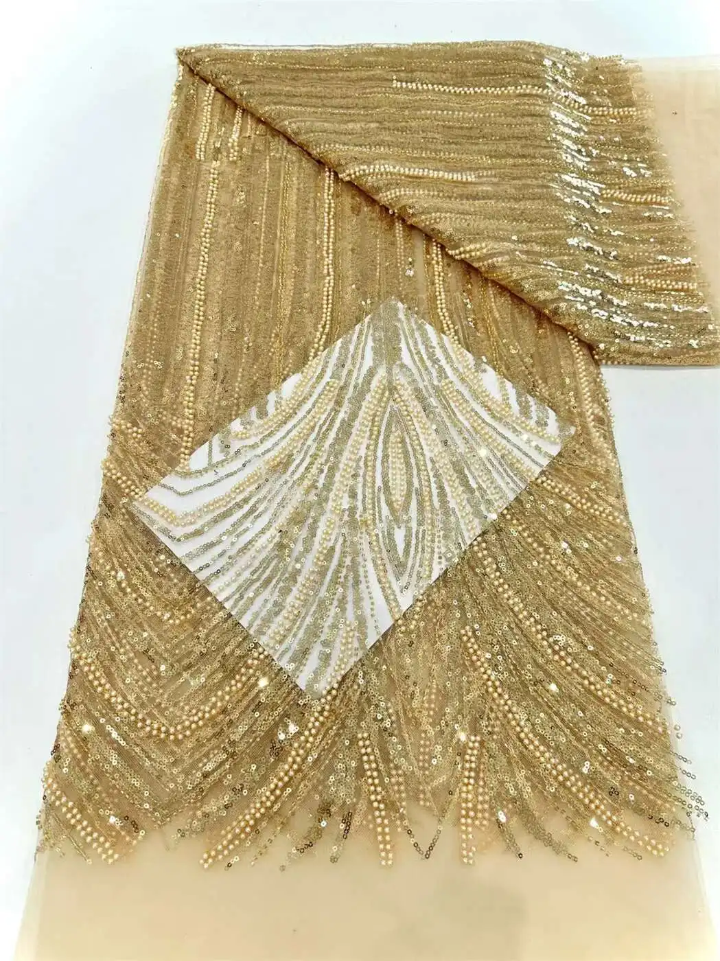 Latest Royal African Lace Fabric 2025 Luxury French Sequins Mesh Lace Fabric High-end Handmade Beaded For Wedding Dress
Latest Royal African Lace Fabric 2025 Luxury French Sequins Mesh Lace Fabric High-end Handmade Beaded For Wedding Dress