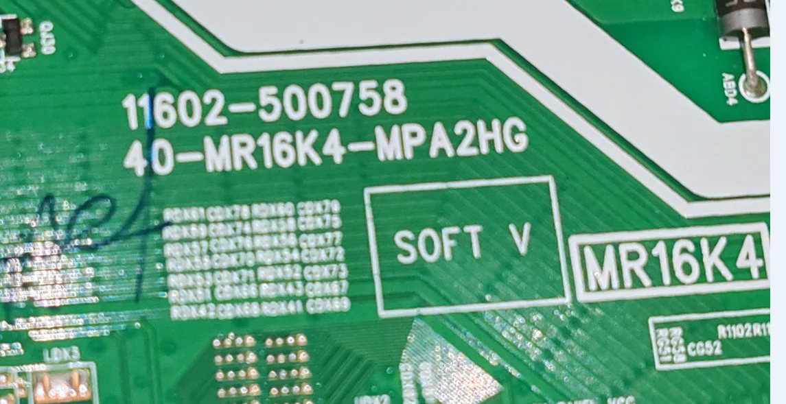 11602-500758 40-MR16K4-MPA2HG LED three in one TV motherboard, physical photo, verification of 2 specifications
11602-500758 40-MR16K4-MPA2HG LED three in one TV motherboard, physical photo, verification of 2 specifications