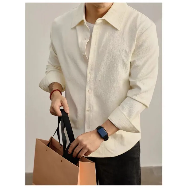 Рубашка с длинными рукавами в стиле преппи в корейском стиле с пузырьковой текстурой в стиле ретро для отдыха для легких зрелых людей, однотонная мужская рубашка в стиле ретро, куртка-рубашка
Рубашка с длинными рукавами в стиле преппи в корейском стиле с пузырьковой текстурой в стиле ретро для отдыха для легких зрелых людей, однотонная мужская рубашка в стиле ретро, куртка-рубашка