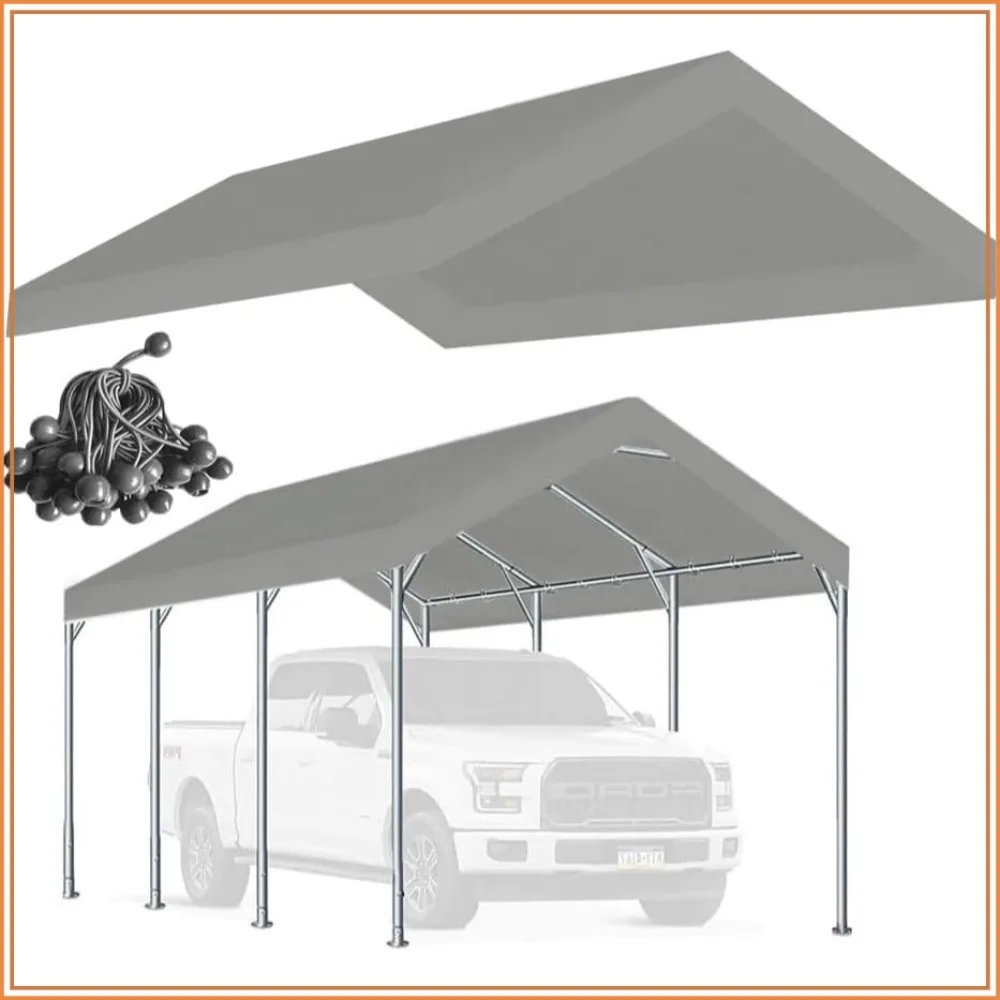 10x20 FT Carport Replacement Cover, Heavy Duty Car Canopy Top with Ball Bungees, Gray (Frame Not Included)
10x20 FT Carport Replacement Cover, Heavy Duty Car Canopy Top with Ball Bungees, Gray (Frame Not Included)