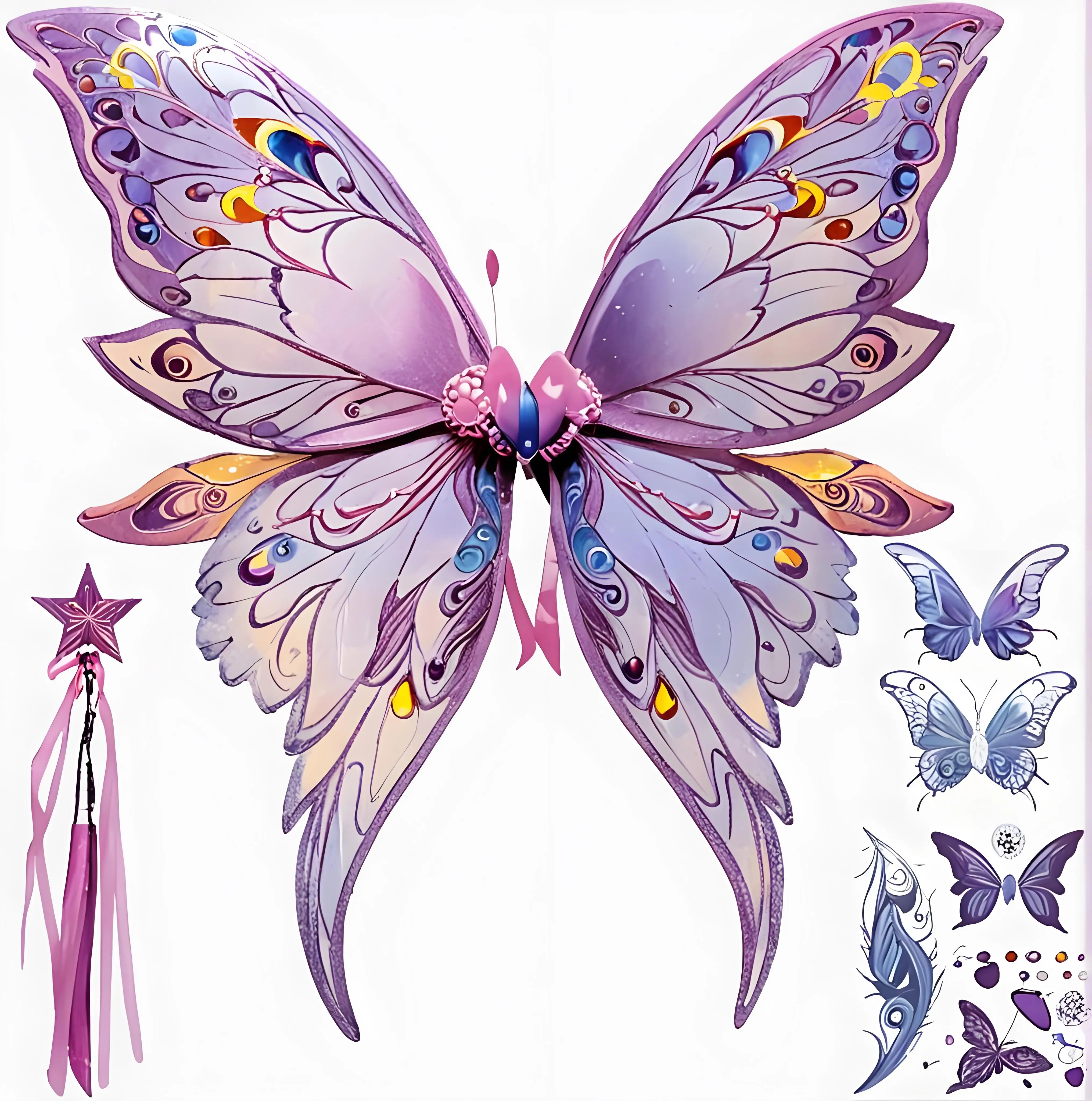 Halloween Costume Butterfly Fairy Elf Wing with Star Wand And Sticker for Masquerade Cosplay Birthday Christmas Photography Prop
Halloween Costume Butterfly Fairy Elf Wing with Star Wand And Sticker for Masquerade Cosplay Birthday Christmas Photography Prop