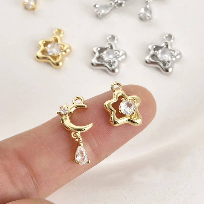 Медный кулон с позолотой 14 карат, сохраняющий цвет, в форме звезды, луны и капли, с цирконом, для самостоятельного изготовления серег, аксессуары, материалы
Медный кулон с позолотой 14 карат, сохраняющий цвет, в форме звезды, луны и капли, с цирконом, для самостоятельного изготовления серег, аксессуары, материалы